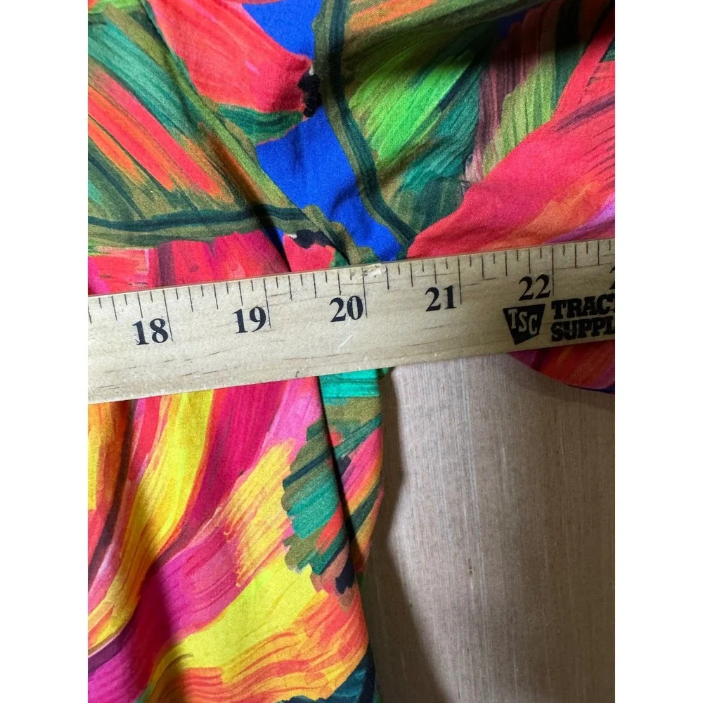 Farm Rio Womens Blue Tropical Banana Print Tiered Cotton Midi Dress Large 297331 - Picture 2 of 6